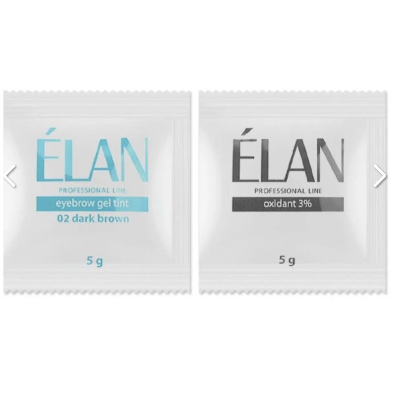 Elan antakių dažai 02 dark brown 5gr kartu su oksidantu